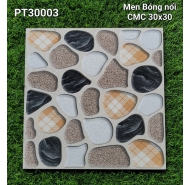 Gạch men bóng nổi lát nền phòng tắm CMC mã gạch PT30003 gạch loại 1 kích thước 30x30