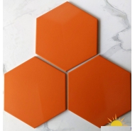 Gạch lục giác màu cam mặt mờ ốp lát nhập khẩu Trung Quốc mã gạch N012 gạch loại 1 kích thước 20x23