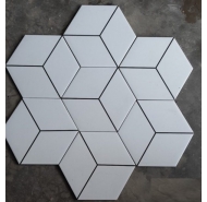 Gạch lục giác 3D màu trắng viền đen mặt mờ ốp lát nhập khẩu Trung Quốc mã gạch D035 gạch loại 1 kích thước 20x23